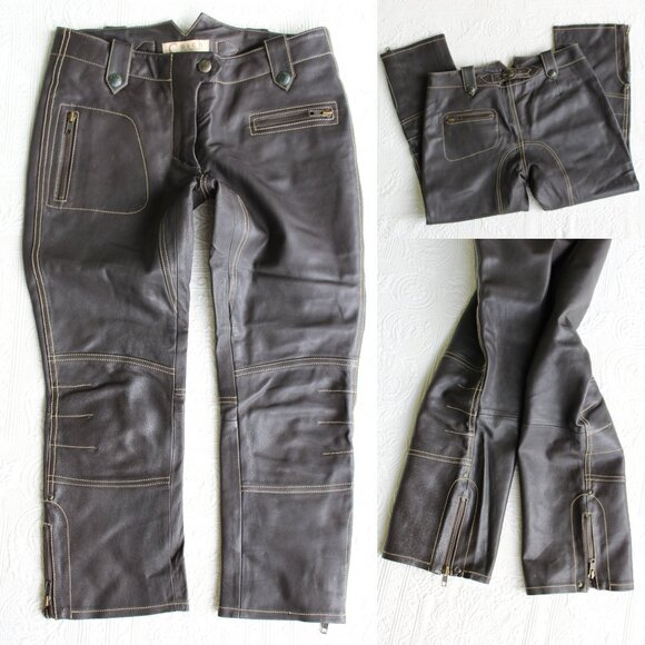 CASCH GRO ABRAHAMSSON vintage leather cropped pant equestrian POLO Jodhpurs 38 - Picture 1 of 9